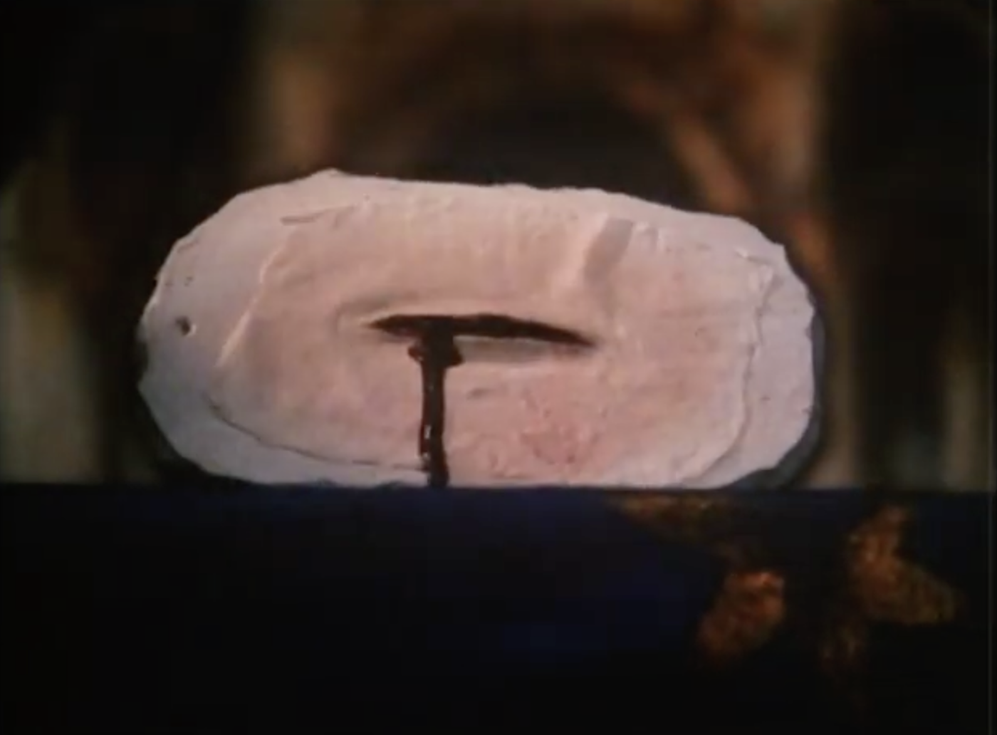 Nærbillede af såret i stiliseret, kunstnerisk udgave