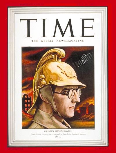Fireman Shostakovich. Forsiden af Time Magazine, juli 1942